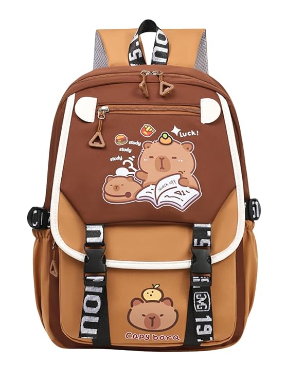 30 Litre, Japanese Korean Style Capybara Niche College Students Light weight School bag Women's Travel Backpack