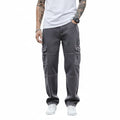 Baggy Cargo Jeans for Men - High Rise Relaxed Fit Denim Pants Cotton Blend Streetwear Utility Jeans with Multiple Pockets