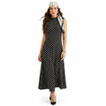 Crepe Sleeveless Polka Dot Printed Maxi Black Dress for Women, Dresses for Women Western