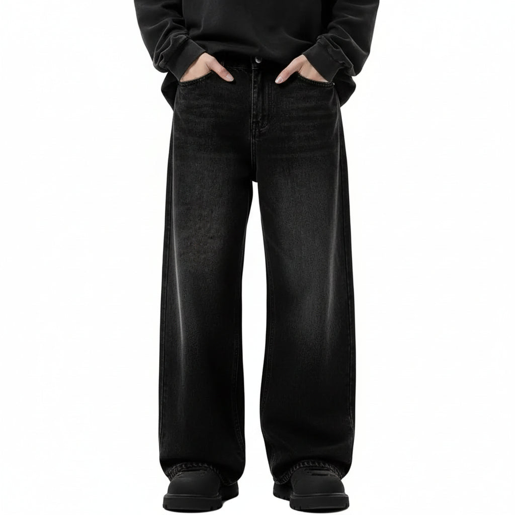Men's Black Wide Leg Baggy Denim Jeans