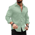 Men's Regular Fit Button Down Dress Shirts Textured Long Sleeve Casual Hawaiian Shirt