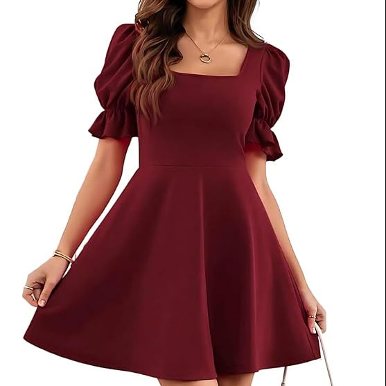 Summer Dress for Women Short One Piece A-Line Midi Dress Lightweight Vacation Wear & Daily Casual Outfit