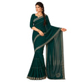 Women's Rhinestone Work Saree with Running Blouse Piece Designer Ethnic Saree Decorative Stone Border & Floral Motif Traditional Saree for Wedding, Festival & Special Occasions